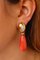 18K Yellow Gold Drop Earrings with Red Coral and White Diamonds 4