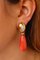 18K Yellow Gold Drop Earrings with Red Coral and White Diamonds, Image 4