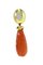 18K Yellow Gold Drop Earrings with Red Coral and White Diamonds, Image 2