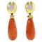 18K Yellow Gold Drop Earrings with Red Coral and White Diamonds 1