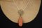 Engraved 14K White Gold Pendant with Orange Coral Diamonds and Pearls 5