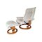 Norwegian Leather Stressless Recliner and Footstool from Ekornes, Set of 2 1