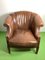 Poltrona alta Chesterfield in pelle color cognac, anni '70, Immagine 2