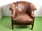 Fauteuil Chesterfield Haut en Cuir Couleur Cognac, 1970 1