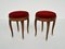 Italian Walnut Briar and Velvet Stools in the Style of Gio Ponti, Set of 2 2