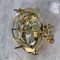 Japanese Brass Circular Bulkhead Wall Light with Hexagonal Cage & Glass Dome Shade, 1970s, Image 8