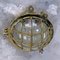 Cast Brass Circular Bulkhead Wall Light with Cage and Glass Shade by Daeyang, 1980s 4