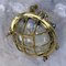 Cast Brass Circular Bulkhead Wall Light with Cage and Glass Shade by Daeyang, 1980s 2