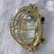 Cast Brass Circular Bulkhead Wall Light with Cage and Glass Shade by Daeyang, 1980s 6
