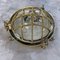 Cast Brass Circular Bulkhead Wall Light with Cage and Glass Shade by Daeyang, 1980s 8