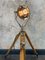 Spanish Brass Projector Floor Lamp on British Tripod by Mateo Miletich, 1980s, Image 5