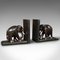 Small Victorian Anglo-Indian Ebony Elephant Bookends, 1890, Set of 2 1