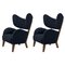 Blue Smoked Oak Raf Simons Vidar 3 My Own Chair Lounge Chair by Lassen, Set of 2 1