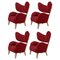 Red Natural Oak Raf Simons Vidar 3 My Own Chair Lounge Chairs from by Lassen, Set of 4 1