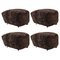 Espresso Smoked Oak Sheepskin the Tired Man Footstools from by Lassen, Set of 4, Image 1