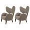 Dark Beige Smoked Oak Raf Simons Vidar 3 My Own Lounge Chair from by Lassen, Set of 2 1