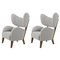 Light Grey Smoked Oak Raf Simons Vidar 3 My Own Lounge Chair from by Lassen, Set of 2 1