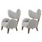 Light Grey Smoked Oak Raf Simons Vidar 3 My Own Lounge Chair from by Lassen, Set of 2, Image 1