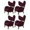 Maroon Smoked Oak Raf Simons Vidar 3 My Own Lounge Chairs from by Lassen, Set of 4 1