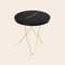 Tall Mini Black Marquina Marble and Brass O Table by Ox Denmarq 2