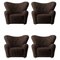 Espresso Sheepskin the Tired Man Lounge Chair from by Lassen, Set of 4 1