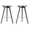 Brown Oak and Stainless Steel Bar Stools from by Lassen, Set of 2 1