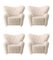 Moonlight Sheepskin the Tired Man Lounge Chair from by Lassen, Set of 4 2