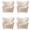 Moonlight Sheepskin the Tired Man Lounge Chair from by Lassen, Set of 4 1