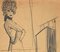 Figure féminine, dessin Original au crayon, milieu du 20e siècle 2