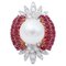 Anello in oro bianco e rosa 14 carati con perla dei mari del sud, rubini e diamanti, Immagine 1
