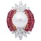 Bague en Or Blanc et Rose 14 Carats avec Perle des Mers du Sud, Rubis et Diamants 1