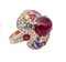 Anello in oro rosa 14 carati con rubino, zaffiri multicolori e diamanti, Immagine 2