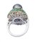 14 Karat White Gold Ring With White & Grey Pearl, Emeralds, Sapphires & Diamonds 4