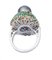 14 Karat White Gold Ring With White & Grey Pearl, Emeralds, Sapphires & Diamonds, Image 4