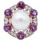 14kt White and Rose Gold Ring With South-Sea Pearl, Hydrothermal Amethysts & Diamonds, Image 1