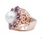Anello in oro bianco e rosa 14kt con perla dei mari del sud, ametiste idrotermali e diamanti, Immagine 3