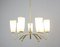 Large Mid-Century Brass & Glass Chandelier, 1960s, Image 9