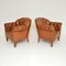 Antique Swedish Leather Club Armchairs, Set of 2 3