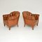 Antique Swedish Leather Club Armchairs, Set of 2, Image 3