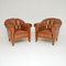 Antique Swedish Leather Club Armchairs, Set of 2 2