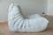 Weißer Togo Sessel und Pouf aus Leder von Michel Ducaroy für Ligne Roset 4