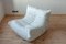 Set of White Leather Togo Lounge Chair and Pouf by Michel Ducaroy for Ligne Roset 2