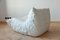 Vintage White Leather Togo Lounge Chair & Pouf by Michel Ducaroy for Ligne Roset, 1990s, Set of 2 8