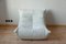 Set of White Leather Togo Lounge Chair and Pouf by Michel Ducaroy for Ligne Roset 6