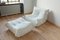 Set of White Leather Togo Lounge Chair and Pouf by Michel Ducaroy for Ligne Roset 1