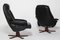 Danish Black Leather Recliner Swivel Chairs by Hjort Knudsen, Set of 2 3