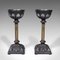 Antique English Gothic Revival Iron & Brass Candleholders, Set of 2, Image 2