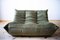 Vintage Khaki Velvet 2-Seat Togo Sofa by Michel Ducaroy for Ligne Roset 4