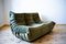 Vintage Khaki Velvet 2-Seat Togo Sofa by Michel Ducaroy for Ligne Roset 5