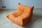 Orange Microfiber Togo Lounge Chair by Michel Ducaroy for Ligne Roset, 1970s 1